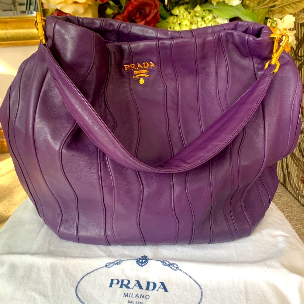 Prada Nappa Stripe Leather Vintage Shoulder Bag